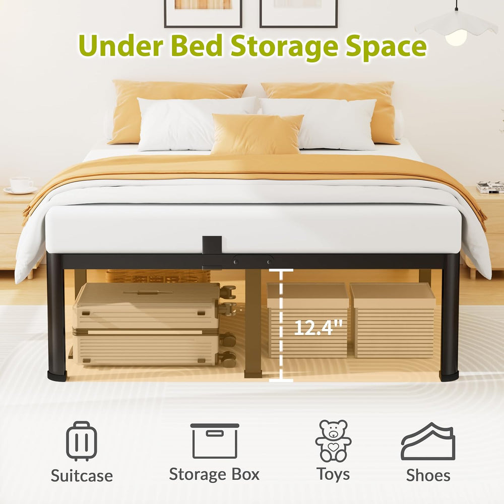 Superay 14 Inch Full Metal Bed Frame with Rounded Leg, Mattress Stopper
