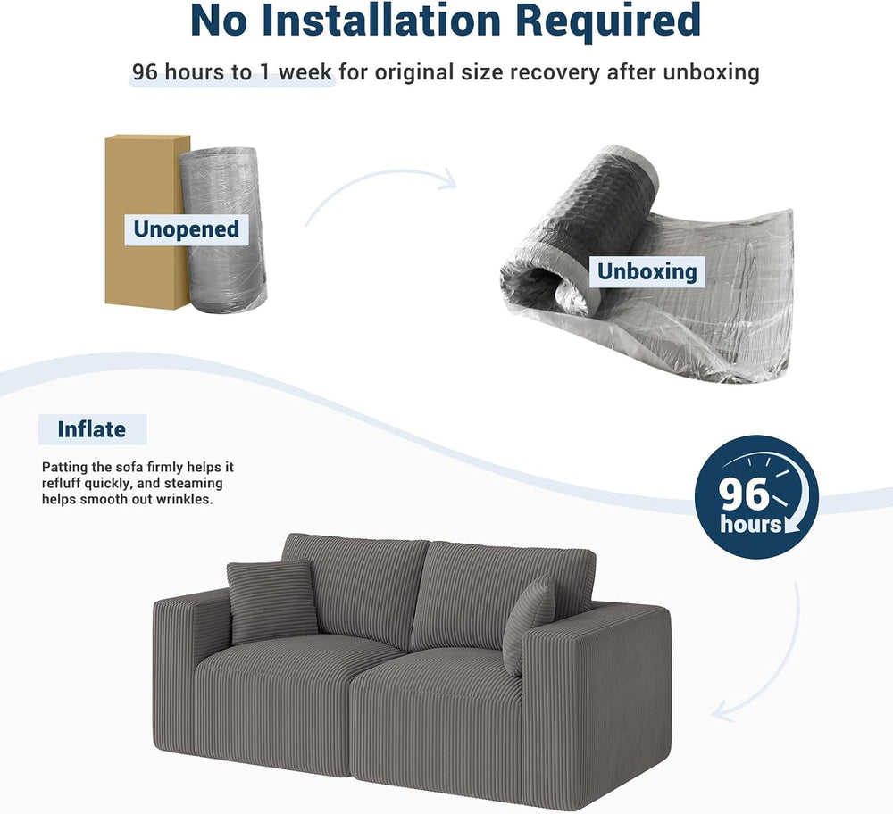 Modular Loveseat Couch Cloud Couches for Living Room - 79" Boneless Sofa...