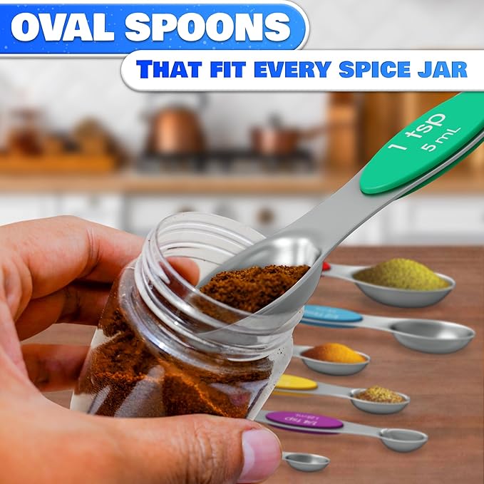8 Pcs Magnetic Measuring Spoons Set Stainless Steel – Magnet Measuring Spoons - Image 6