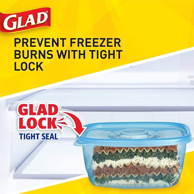 Glad Gladware Freezerware Food Storage Containers, Large Rectangle Holds 64 - Image 6