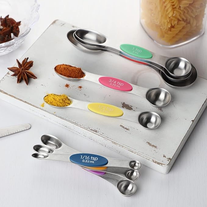 Magnetic Measuring Spoons Set of 9 Dual Sided Stainless Steel Measuring Spoons - Image 4