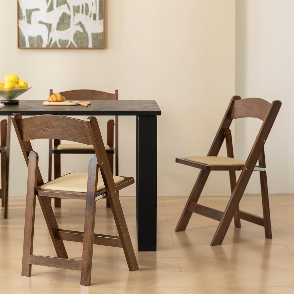 Wooden Folding Chair, Classic-Fruit Wood Color, Set of 4