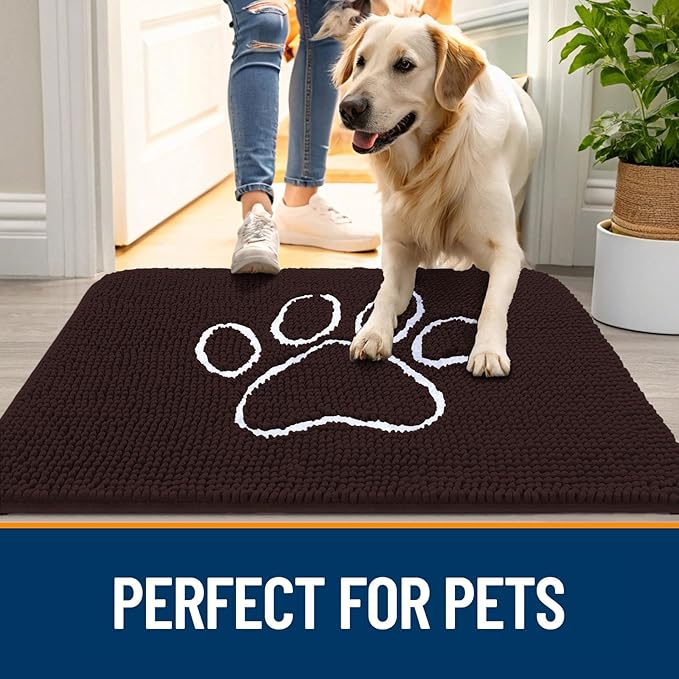 OLANLY Dog Door Mat for Muddy Paws 32x20, Paw Print Design, Absorbs Moisture - Image 6