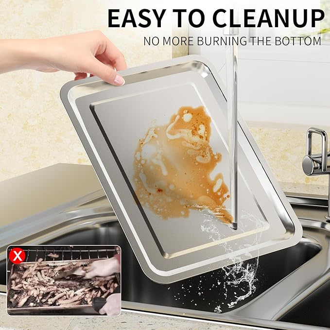 Air Fryer Basket, OPENICE 2 Set Air Fryer Pan and Crisper Tray - Image 7