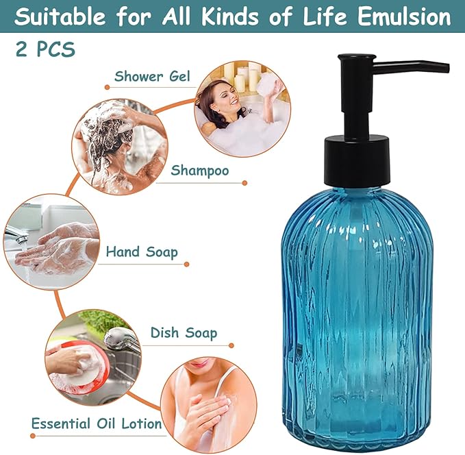 YYTSGG Blue Glass Soap Dispenser Set - Image 4