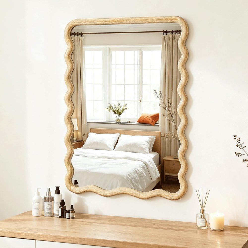 Wavy Mirror for Wall, 30"x20" Bathroom Vanity Mirror
