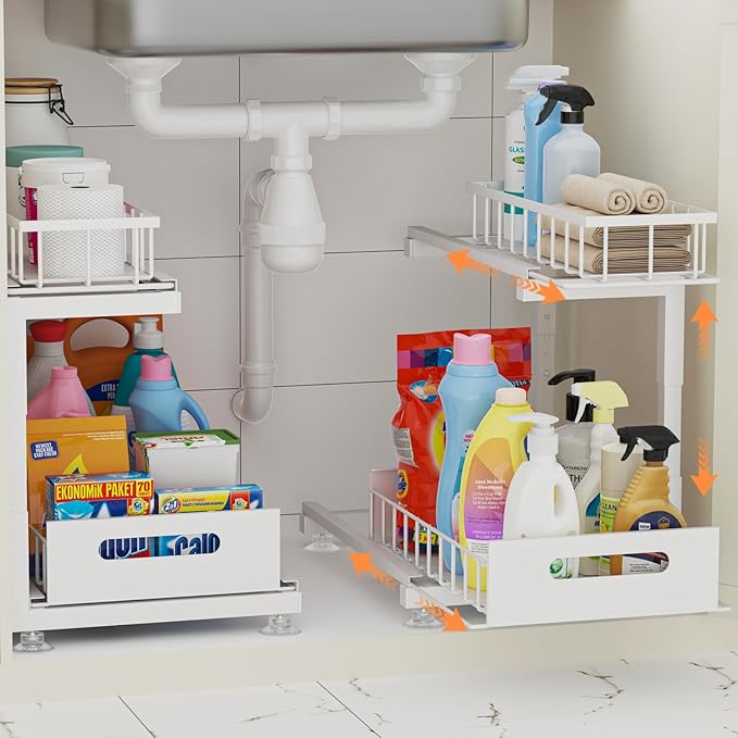Under Sink Organizer, Heavy Duty Metal Pull Out Cabinet Organizer Slide Out by Toyear