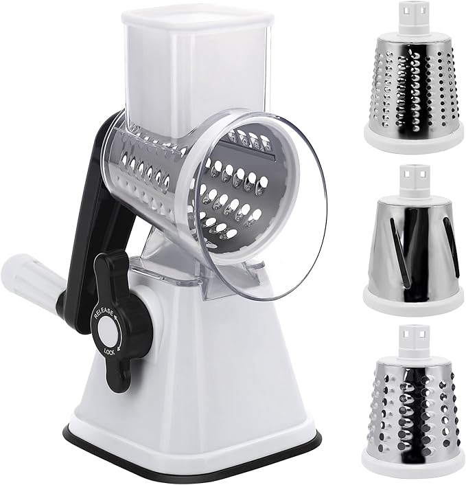 Cheese Graters with Handle, Manual Cheese Shredder Rotary Grater with 3 by NaOHshp