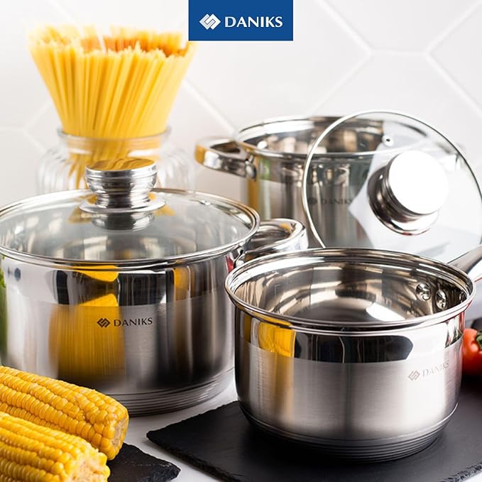 Daniks Standard 9-Piece Stainless Steel Cookware Set - Image 2