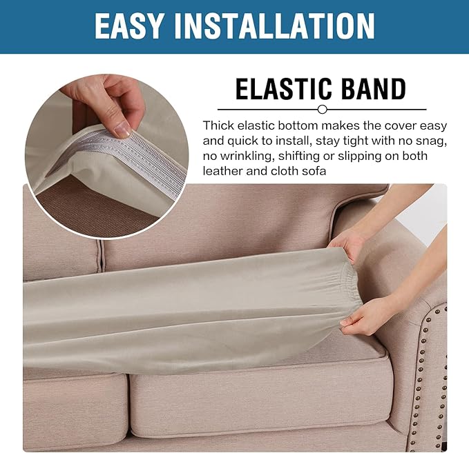 H.VERSAILTEX Velvet Stretch Individual Couch Cushion Cover Plush Slipcover - Image 4
