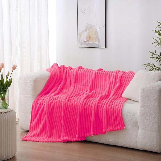 Valentines Day Decorations Hot Pink Fleece Throw Blanket 50”×60” - Image 2