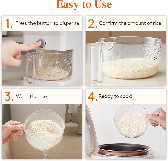 Lifewit Rice Dispenser 25 Lbs, Rice Storage Container Sealed Moisture Proof - Image 8