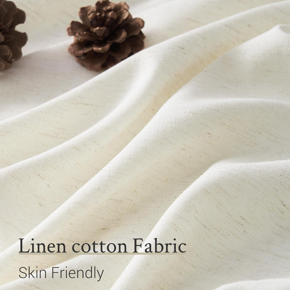 Topfinel Natural Pinch Pleated Linen Curtains 84 Inch Length 2 Panels for Bed...