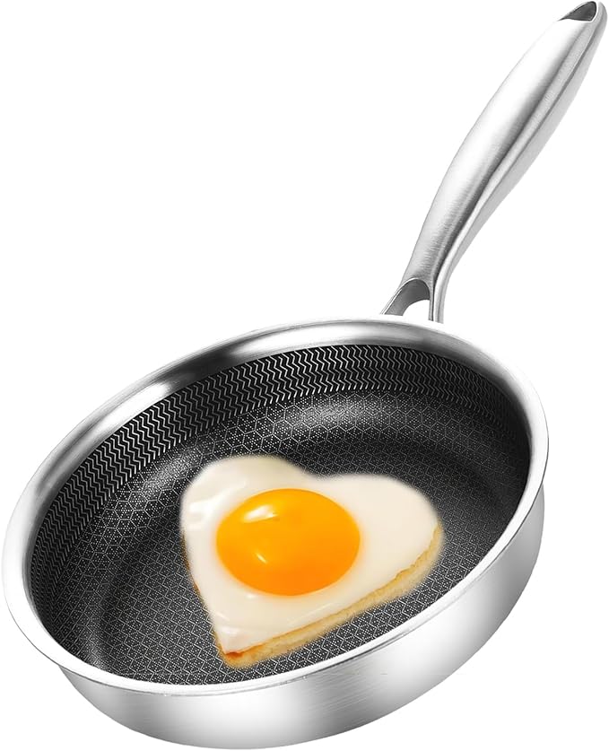 DELARLO 5.5inch Tri-Ply Stainless Steel Omelette Pans, Single Egg Frying Pan by DELARLOCOOKWARE
