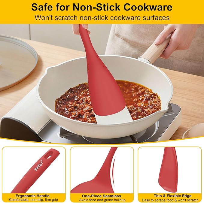 Beijiyi Silicone Spatula Set of 4, 600°F Heat Resistant, BPA Free Kitchen - Image 3