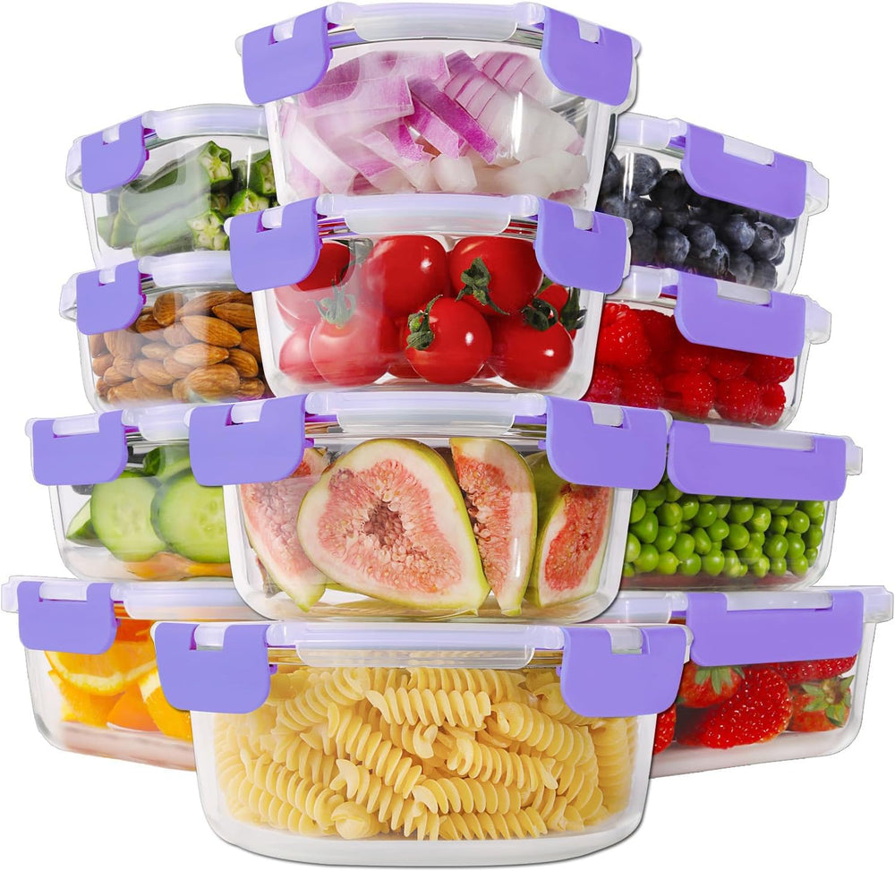 HOMBERKING 24pc Glass Food Storage Containers