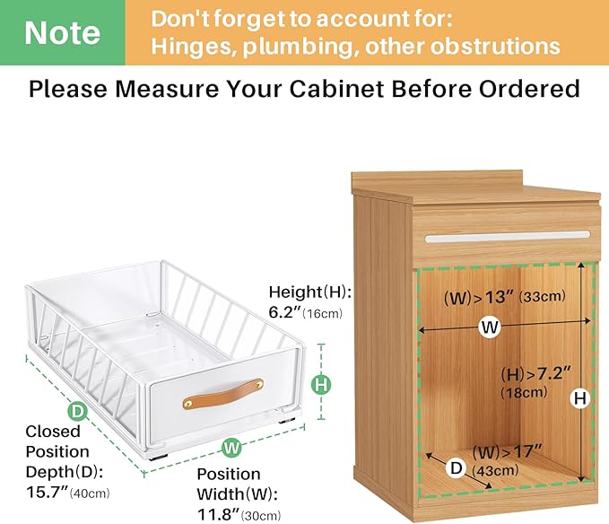 2Pack Pull out Cabinet Organizer, Heavy Duty Slide out Pantry Shelves Drawer - Image 2