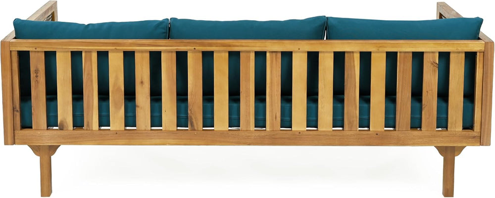 Merax 67.5" Outdoor Patio Daybed 3 Seater Sofa Bed,Acacia Wood Frame wit...
