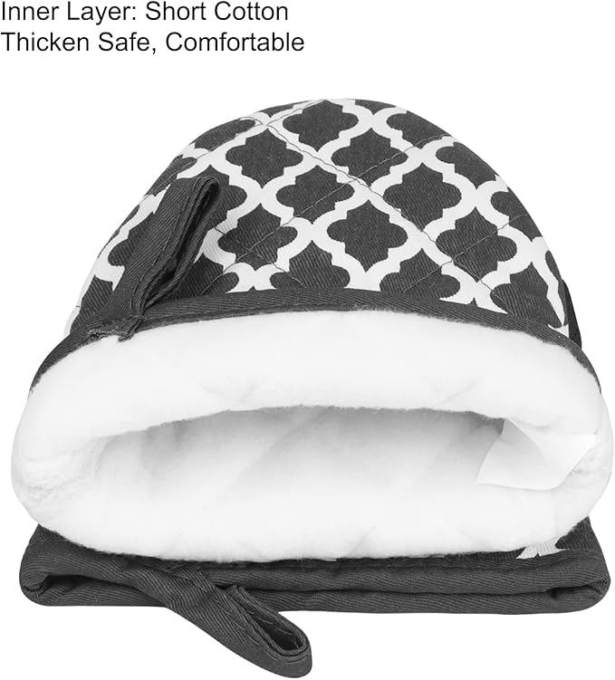 Short Oven Mitts, Heat Resistant 500°F, Silicone Grip Kitchen Gloves, Non-Slip - Image 4