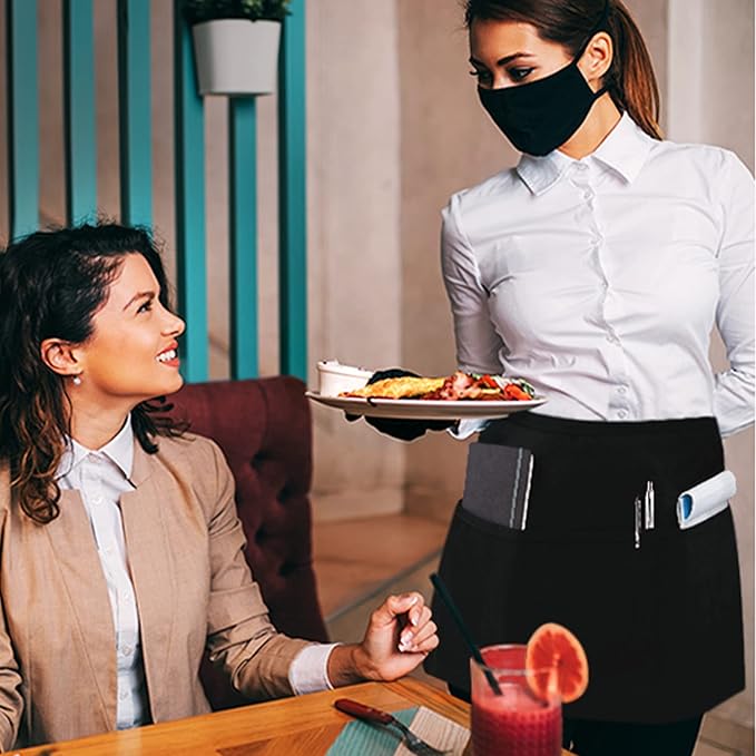 Dreamology Waitress Apron with Pockets, Short Aprons with Pockets, Waist Aprons - Image 7