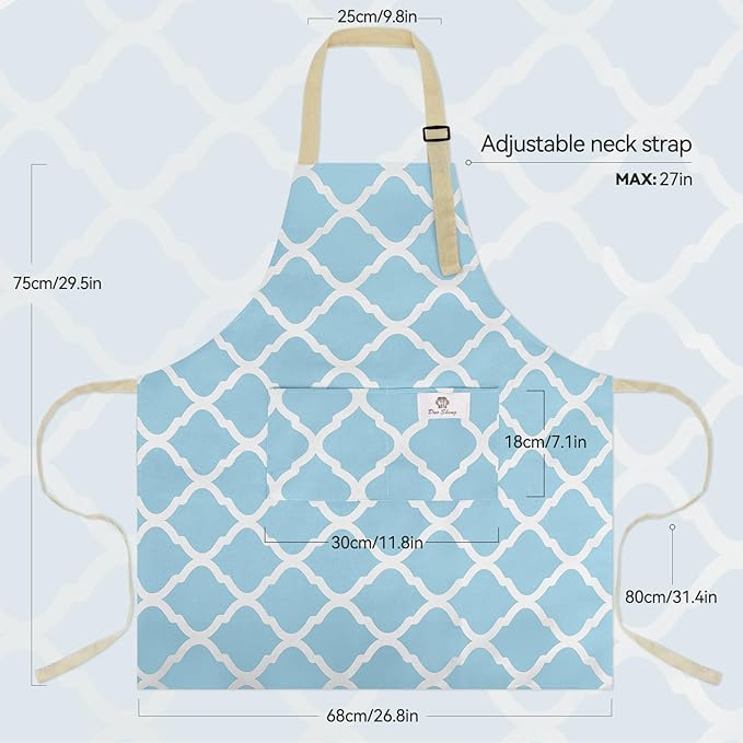 2 Pieces Aprons for Women with Pockets, Cotton Linen Waterproof Kitchen Cooking - Image 2