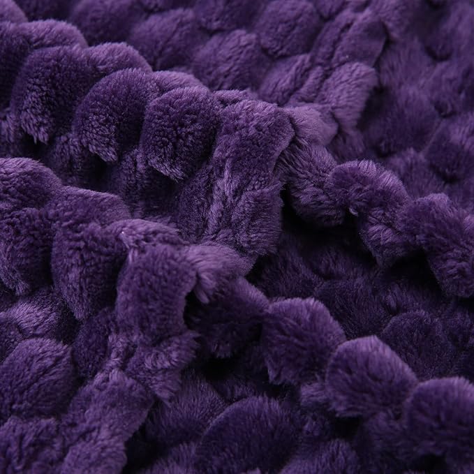 Puncuntex Deep Purple Throw Blanket 50"×60" inches Fuzzy 3D Jacquard Decorative - Image 7