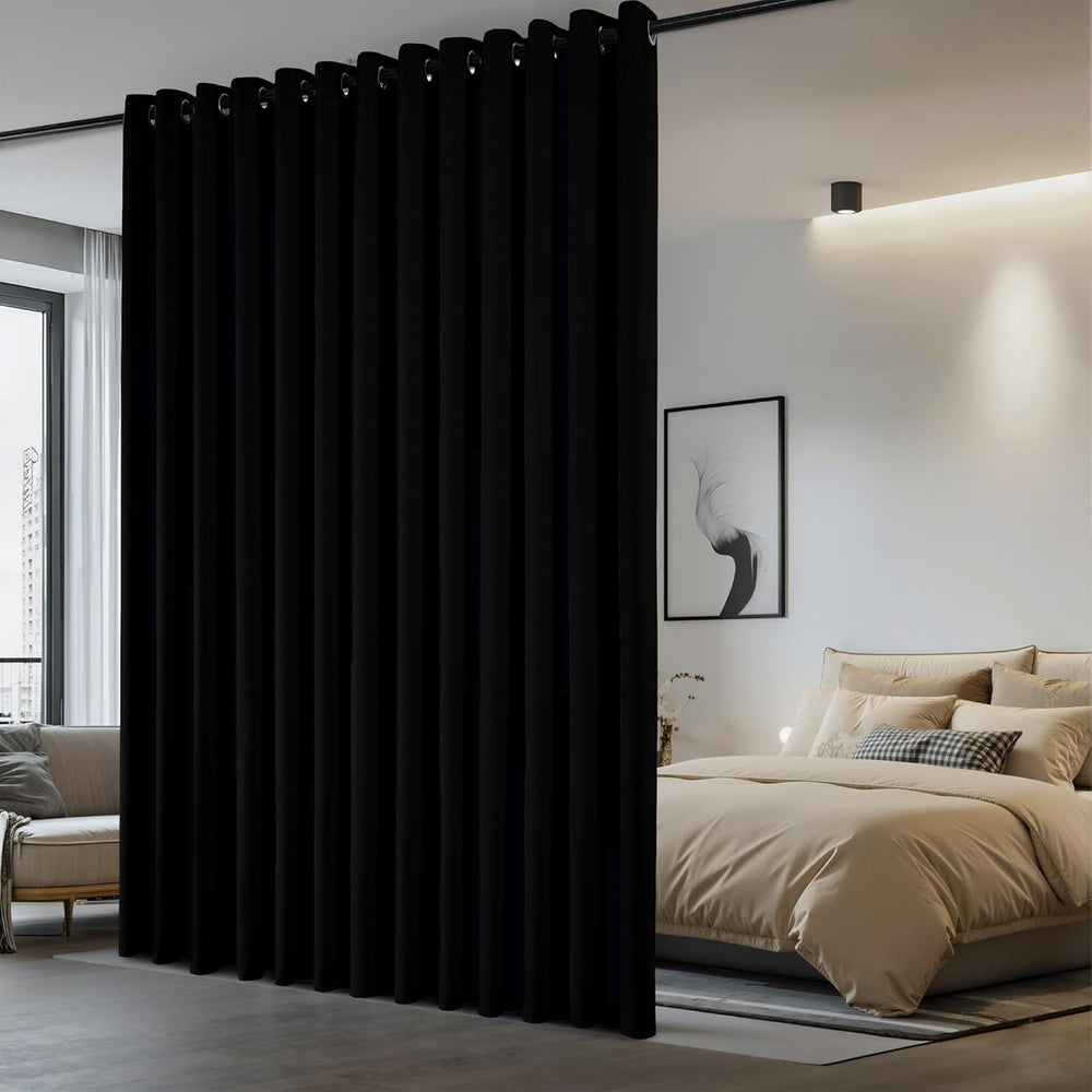 NICETOWN Black Room Divider Curtain for Patio 100" wide x 120" Long...