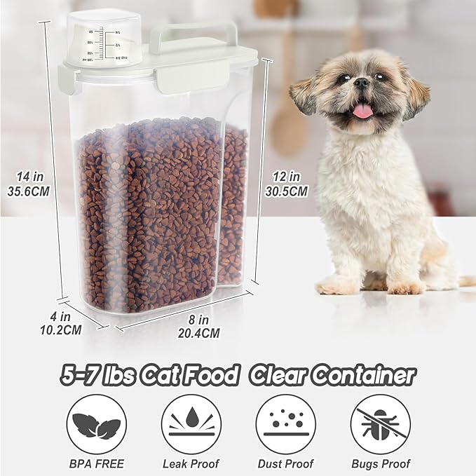 LEAWALK 5Lbs Airtight Cat Dog Food Storage Container