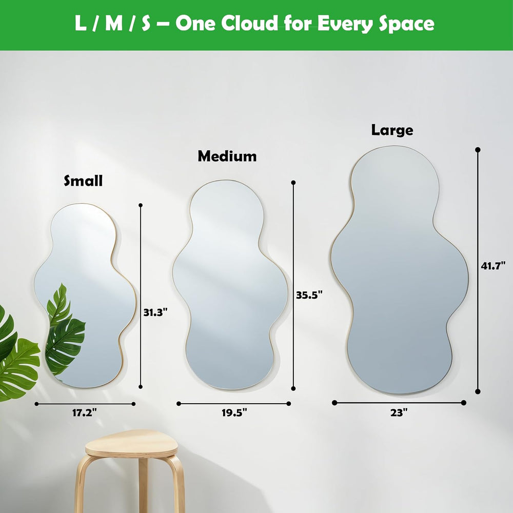 Irregular Wall Mirror,31x17 inch Gold Asymmetrical Mirror, Wall Mounted Mirro...