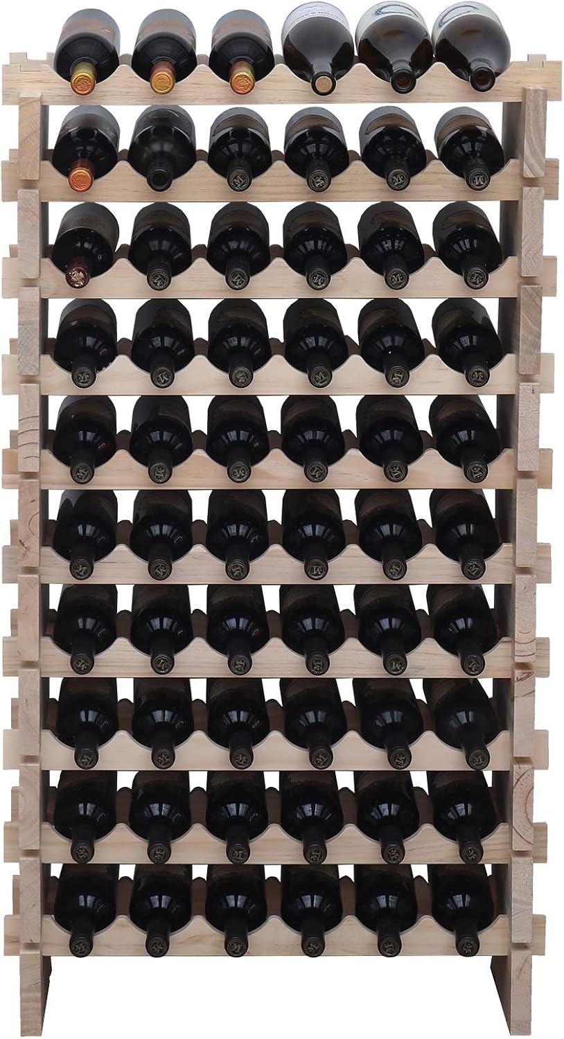 Wine Rack Solid Wood Stackable Storage Wooden Wine Rack Wine Cabinet (60 Bott...