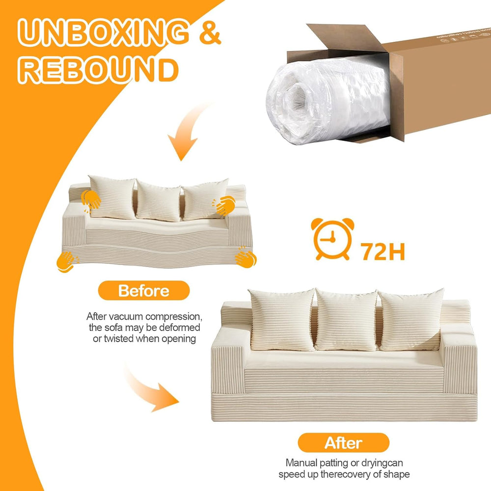 Erament Convertible Futon Sofa Bed Couch, 78'' Corduroy Folding Sofas...