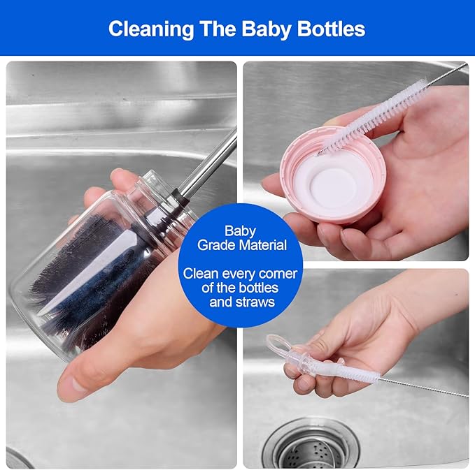 Bottle Brush, Long Stainless Steel Handle Water Bottle Brush Cleaner, Sports - Image 3