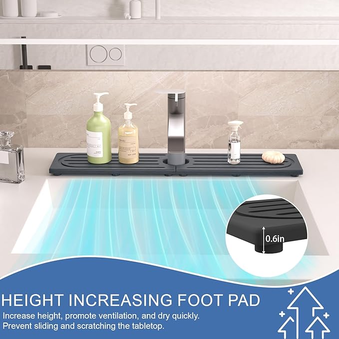 Stone Faucet Mat for Kitchen Sink, Water Absorbing Sink Water Splash Guard - Image 9