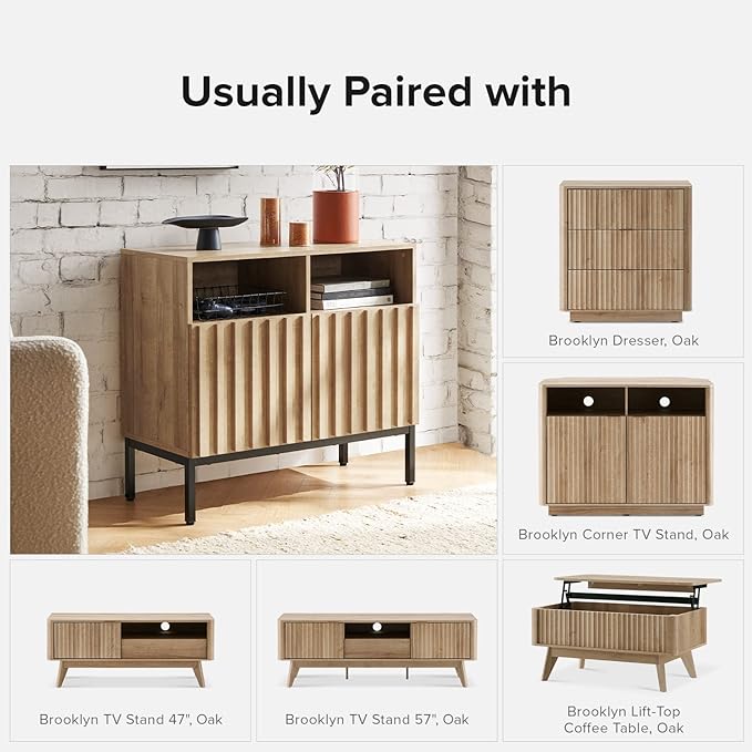 mopio Norwin Storage Cabinet, Sturdy Modern Rustic Industrial Buffet Sideboar...