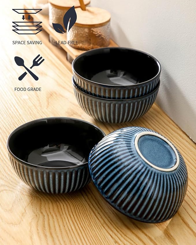 Hasense Porcelain Cereal Bowls Set 24 Oz