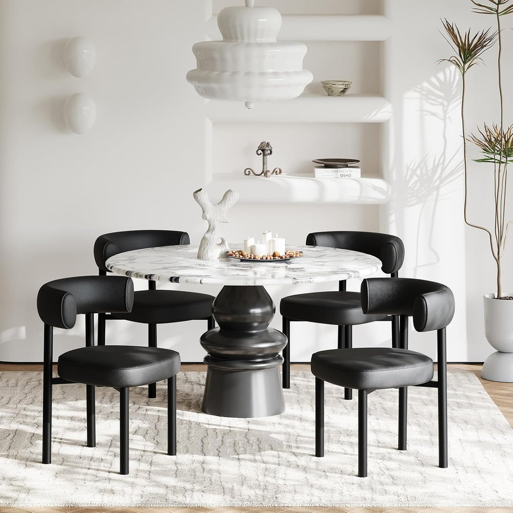 Dining Chairs Set of 4, Mid-Century Dining Room Chair, Carbon Steel Legs, Uph...