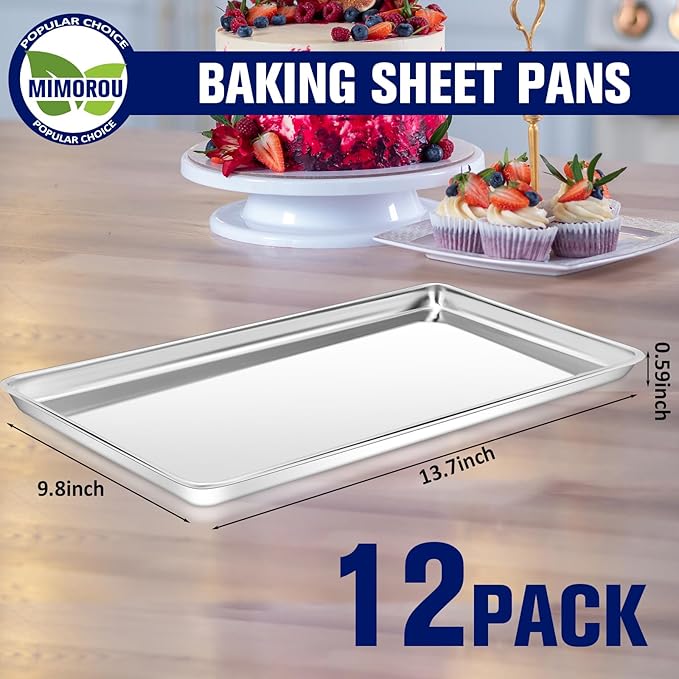 Mimorou 12 Pcs Baking Sheet Stainless Steel Cookie Sheet Small Metal Pans - Image 2