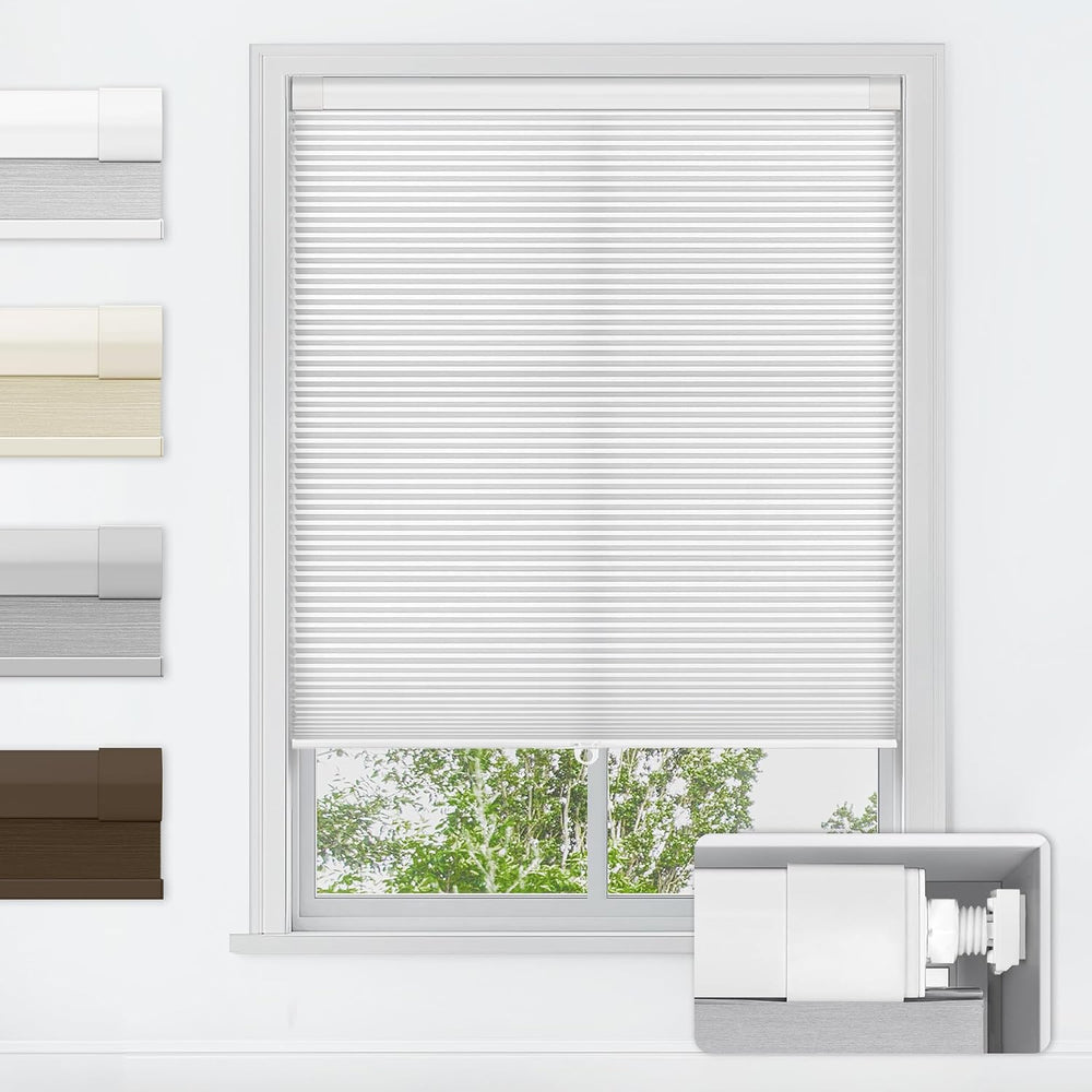 LazBlinds No Drill Cordless Cellular Shades, 22" W x 36" H, White