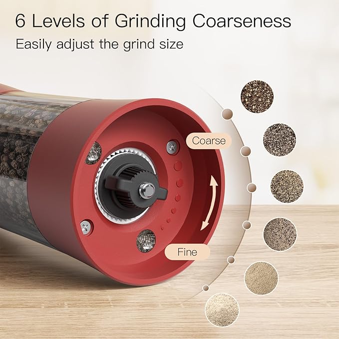 Ultrean Electric Salt and Pepper Grinder Set, USB-C Rechargeable, Salt and - Image 3