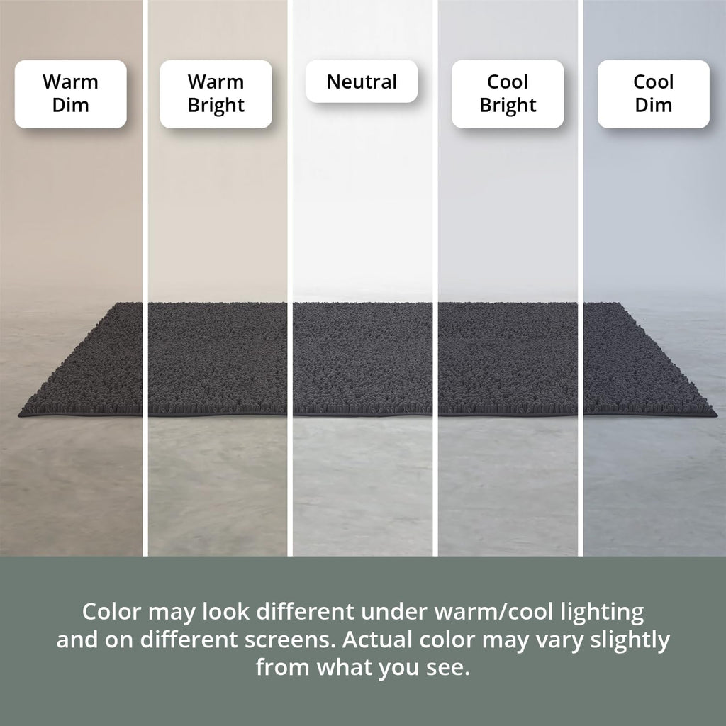 Extra Large Round Area Rug Set for Bathroom 48"x48" Soft Plush Chenille Bath Mat, Water Absorbent Non-Slip Bathroom Rug | Washable Shag Carpet, Bedroom, or Home Décor | Charcoal Gray