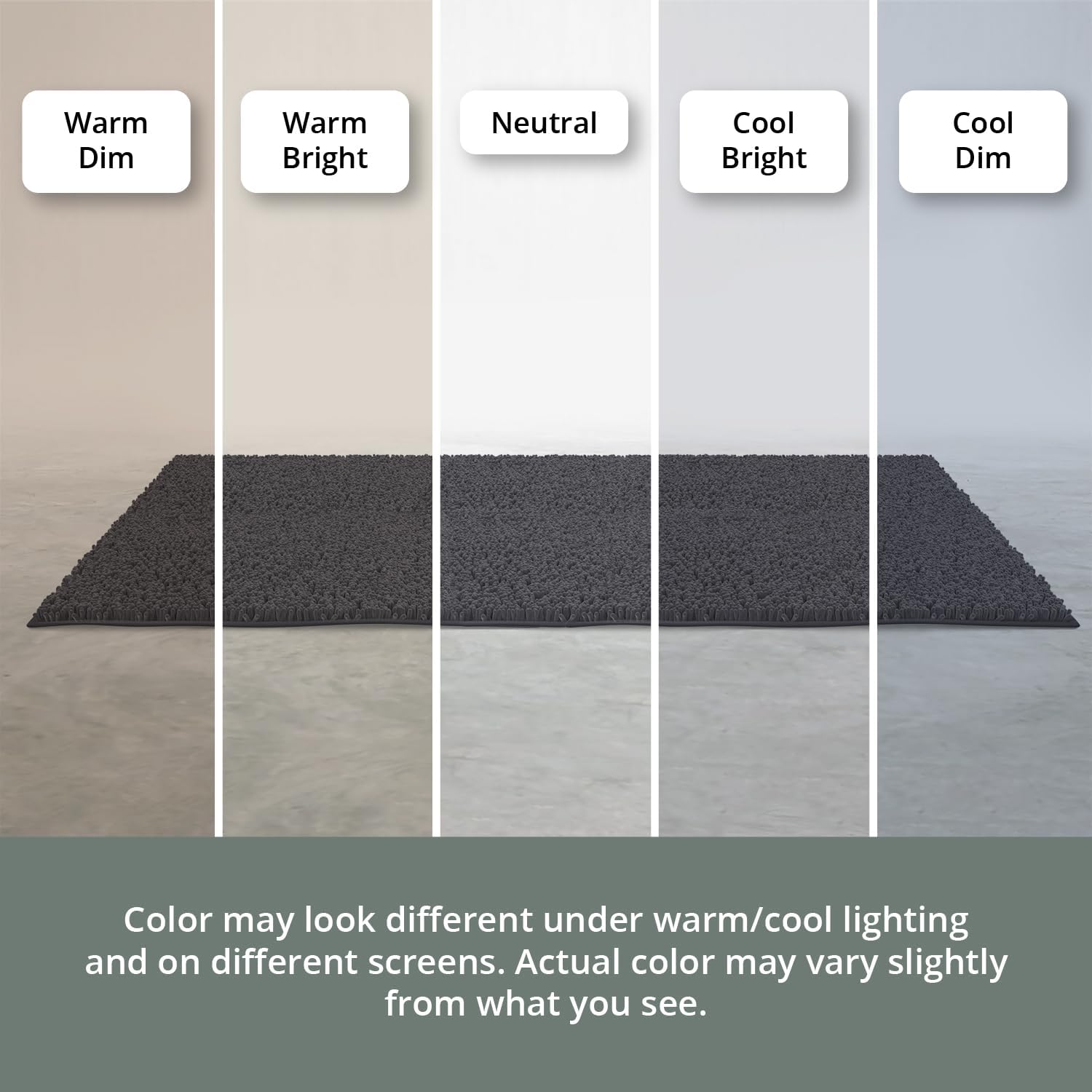 Extra Large Round Area Rug Set for Bathroom 48"x48" Soft Plush Chenille Bath Mat, Water Absorbent Non-Slip Bathroom Rug | Washable Shag Carpet, Bedroom, or Home Décor | Charcoal Gray