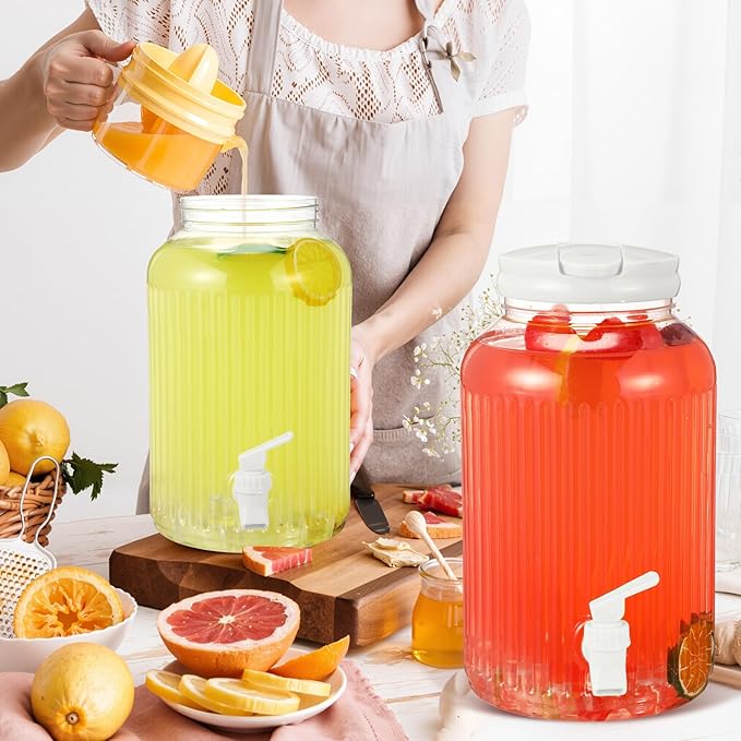 SiliFine 2 Pieces 1 Gallon Plastic Beverage Dispenser