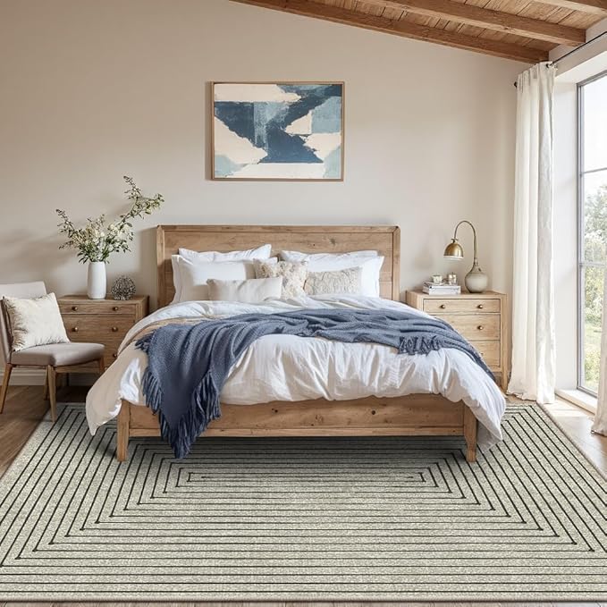 Latte&Fog 5x7 Area Rugs for Living Room Bedroom, Boho Non Slip Low Pile Carpet - Image 3