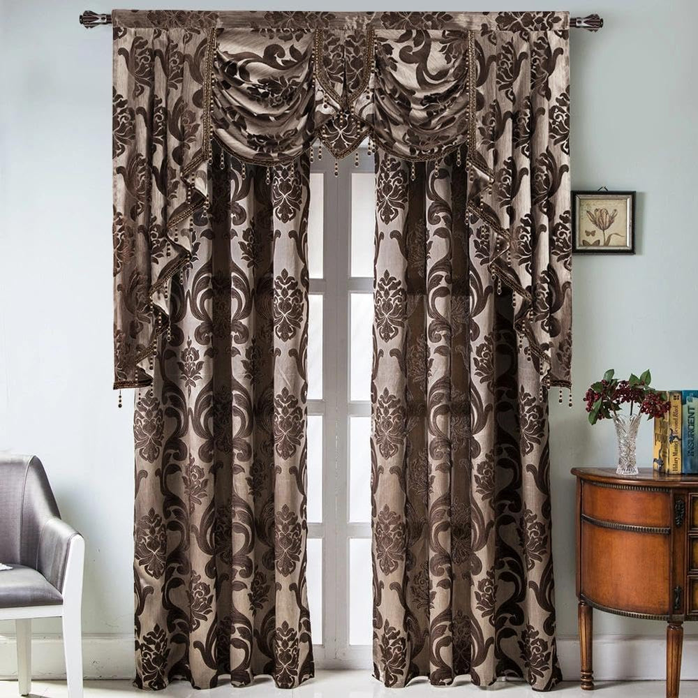 Window Valances for Living Room, Jacquard Damask Luxury Valance Curtains for ...