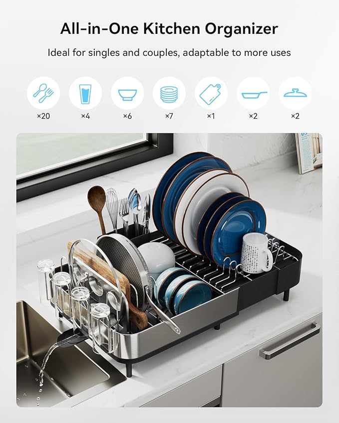 SUNLY Expandable Dish Drying Rack, Versatile Brackets