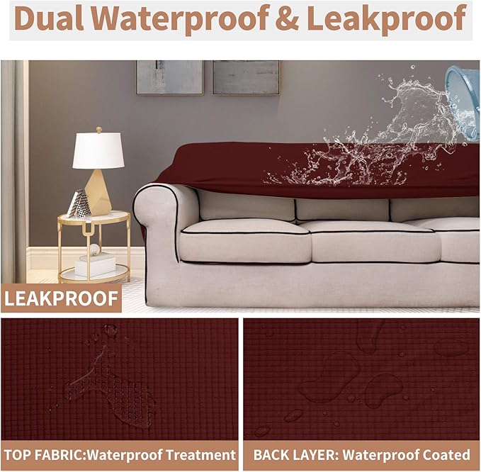 Easy-Going 100% Waterproof Loveseat Couch Cover, Dual Waterproof Sofa Cover - Image 3