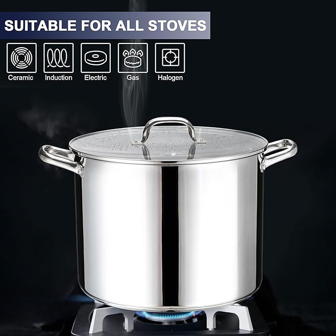 20 QT Stainless Steel Large Stock Pot, LIANYU Heavy Stockpot - Image 3