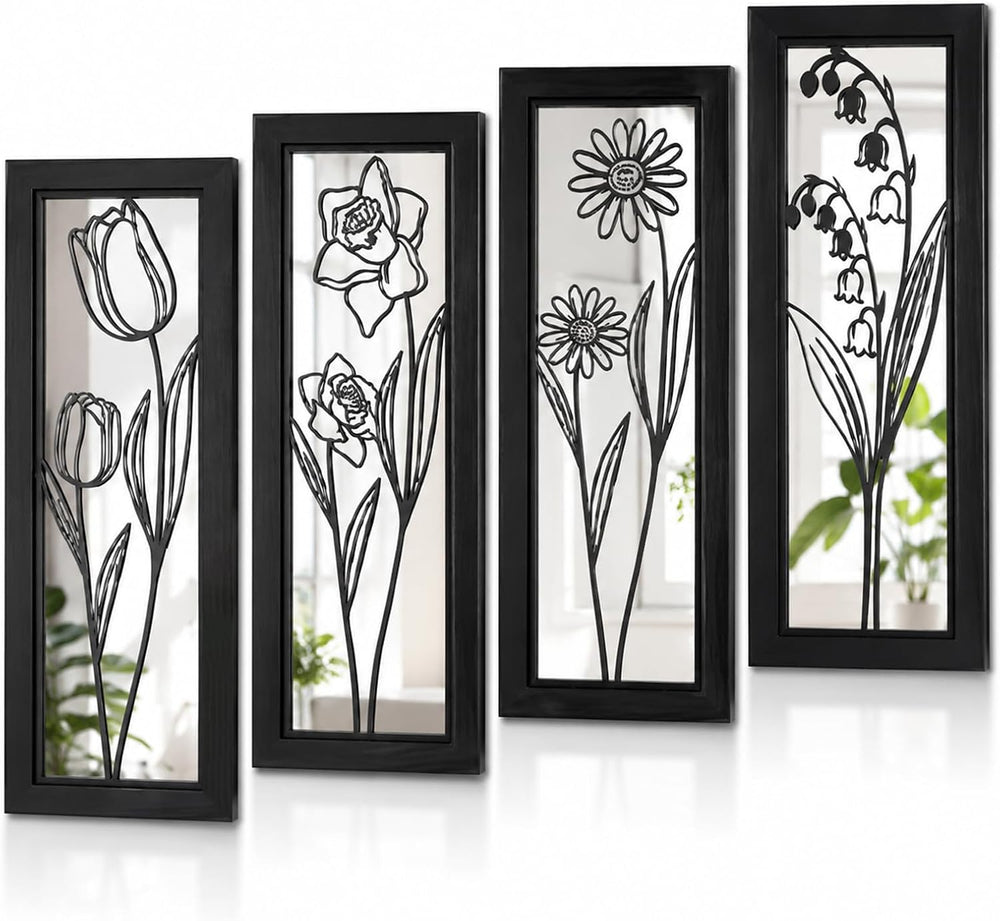 4 Set Farmhouse Mirrors for Wall Decor Living Room Bedroom Bathroom Entryway ...