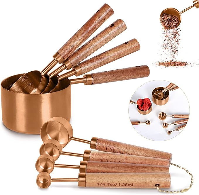 Collection 8 Piece Rose Gold Measuring Cups Set and Measuring Spoons by Prettyfine