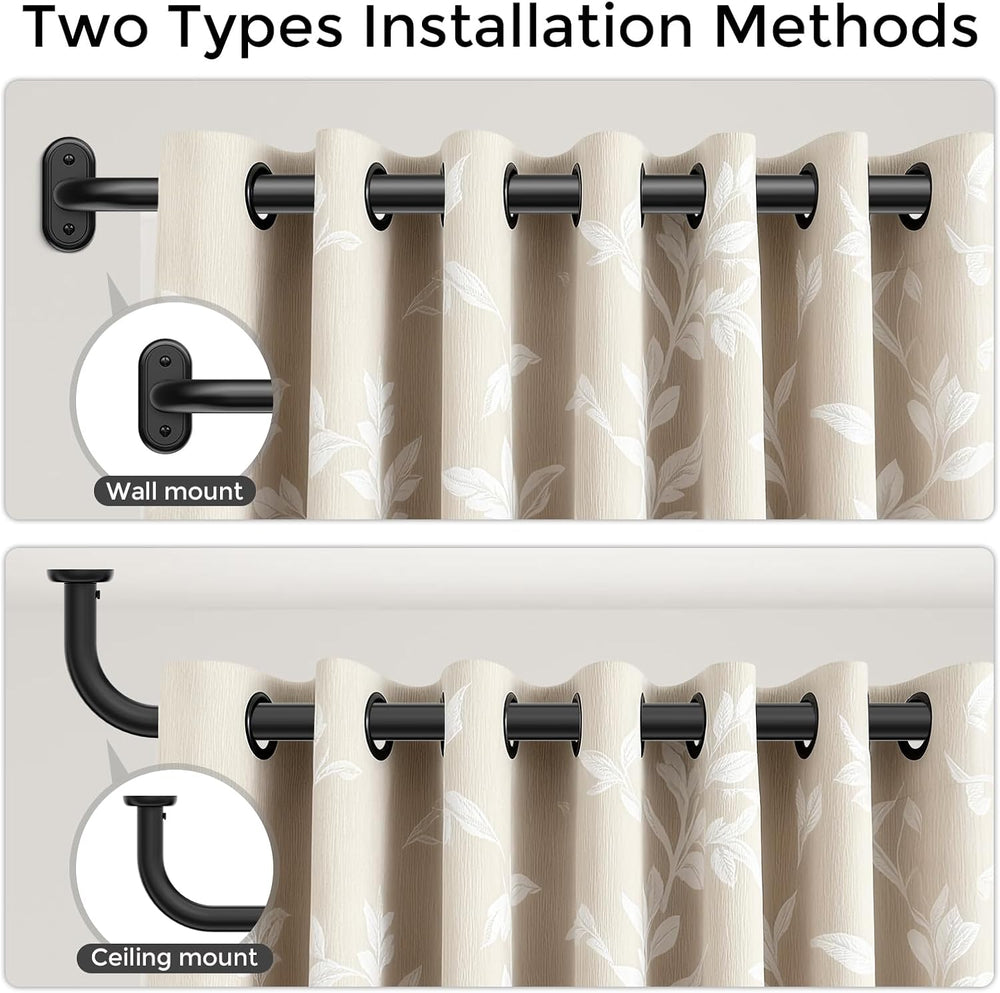 Curtain Rod 36-120 Inch, Black Heavy Duty Curtain Rods for Windows